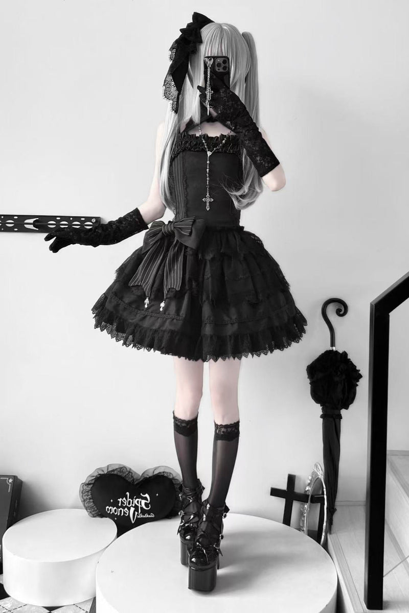 Dark Gothic Striped Slim Dress