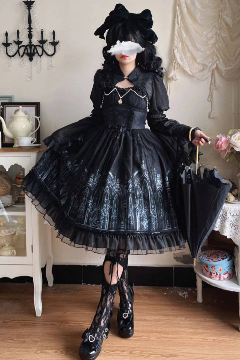 Star Night Dark Gothic Style Lolita Dress + Short Shawl