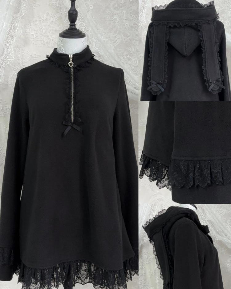 Flared Lace Top + Bunny Ear Hat