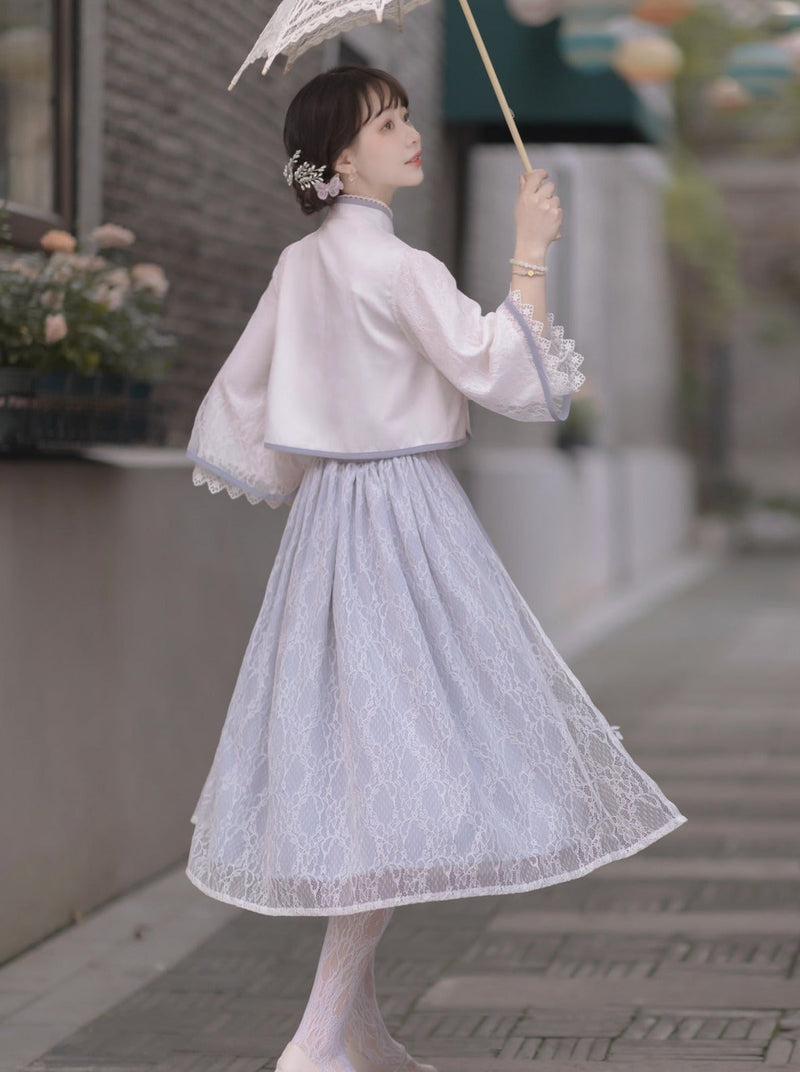 Chiffon Sweet Chinese-style Top + Skirt