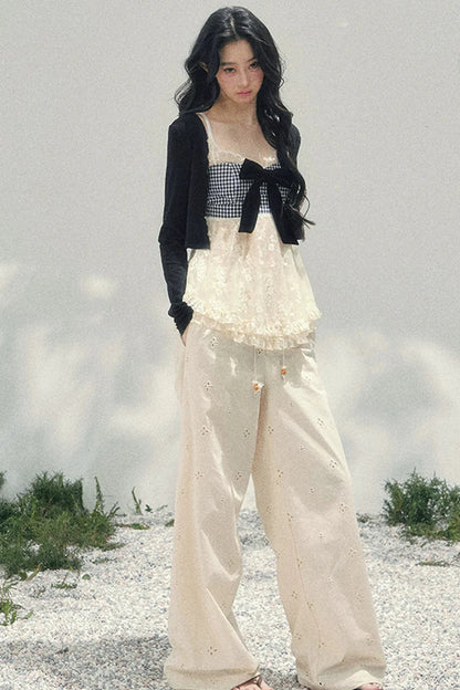 Ribbon Camisole + Slim Cardigan