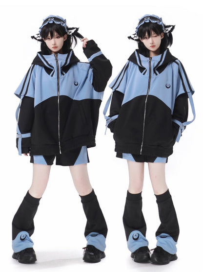 Sporty Subculture Dark Jacket + Shorts + Long Pants + Headband + Leg Warmers