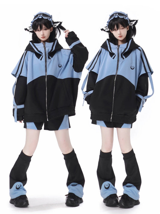 Sporty Subculture Dark Jacket + Shorts + Long Pants + Headband + Leg Warmers