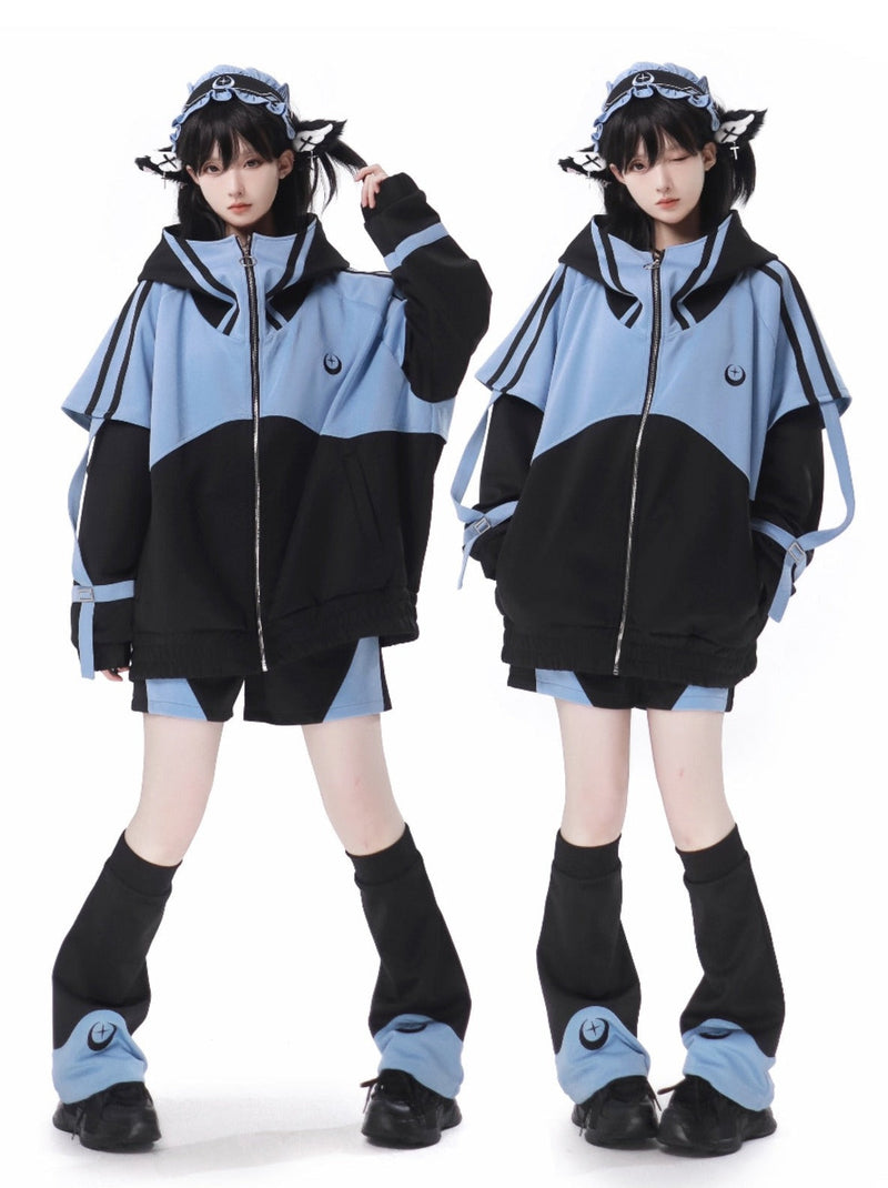 Sporty Subculture Dark Jacket + Shorts + Long Pants + Headband + Leg Warmers