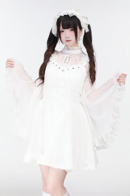 Jirai Bird Suspender Dress + Sheer Sleeve Top