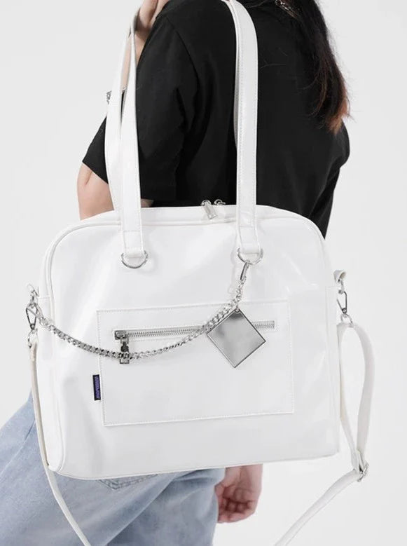 Chain Mirror Boston Bag