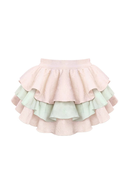 Japanese Design Top + Tiered Skirt + Ribbon Belt