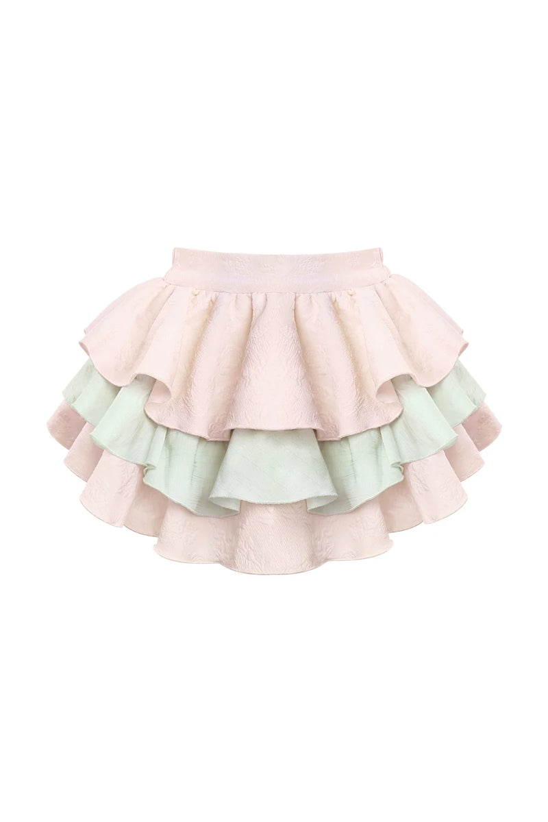 Japanese Design Top + Tiered Skirt + Ribbon Belt