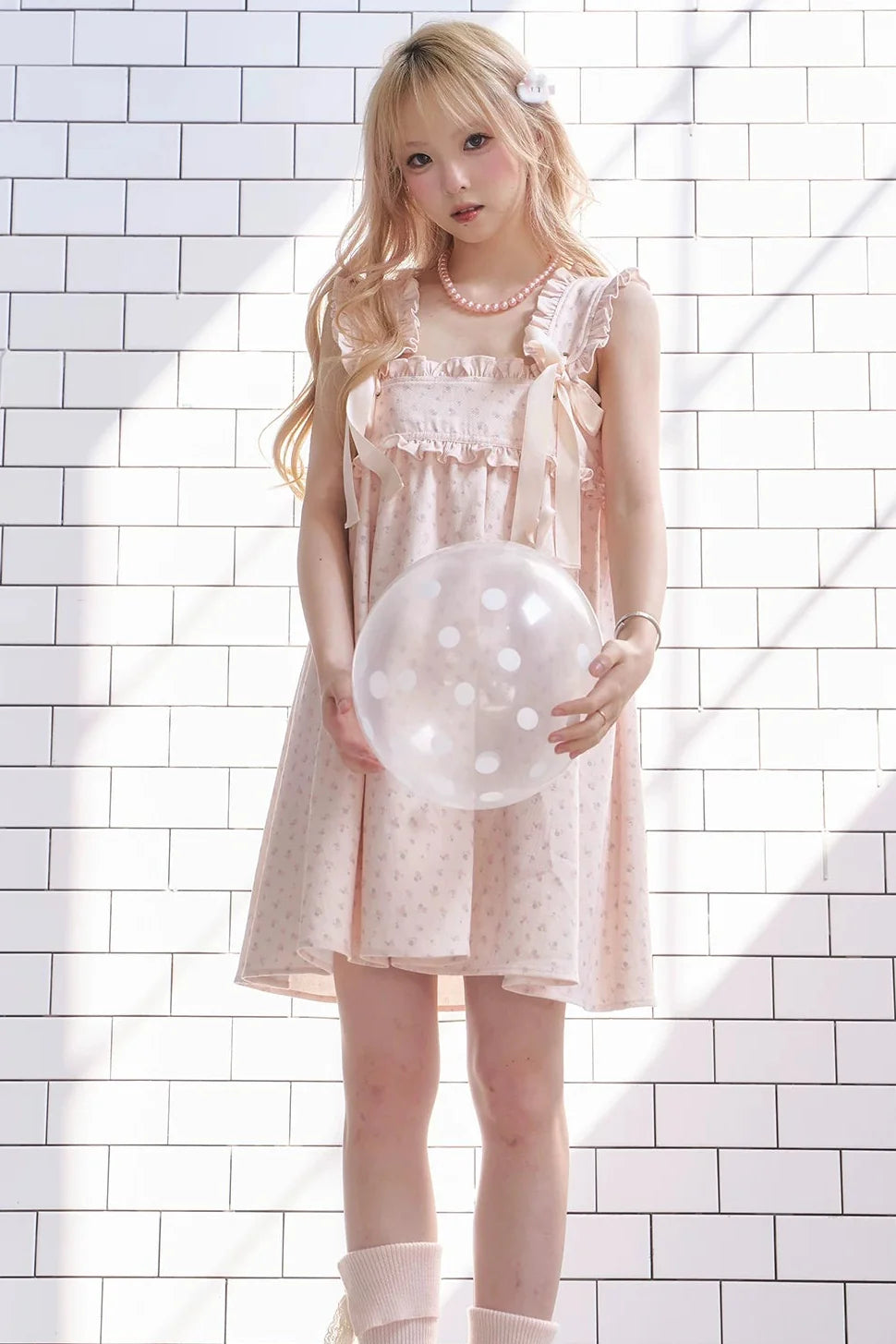 Tender Pink Sleeveless Ribbon Dress