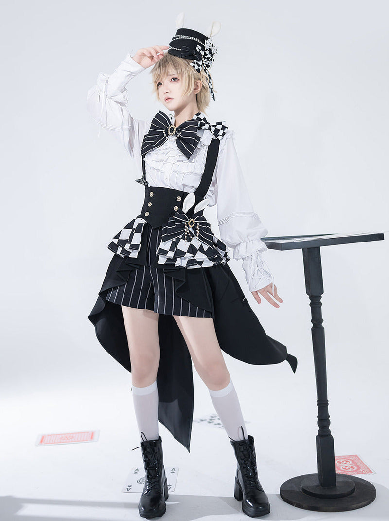 Rabbit Theatre Block Plaid Lolita Shirt Pants Waistband All Set [pre-order]