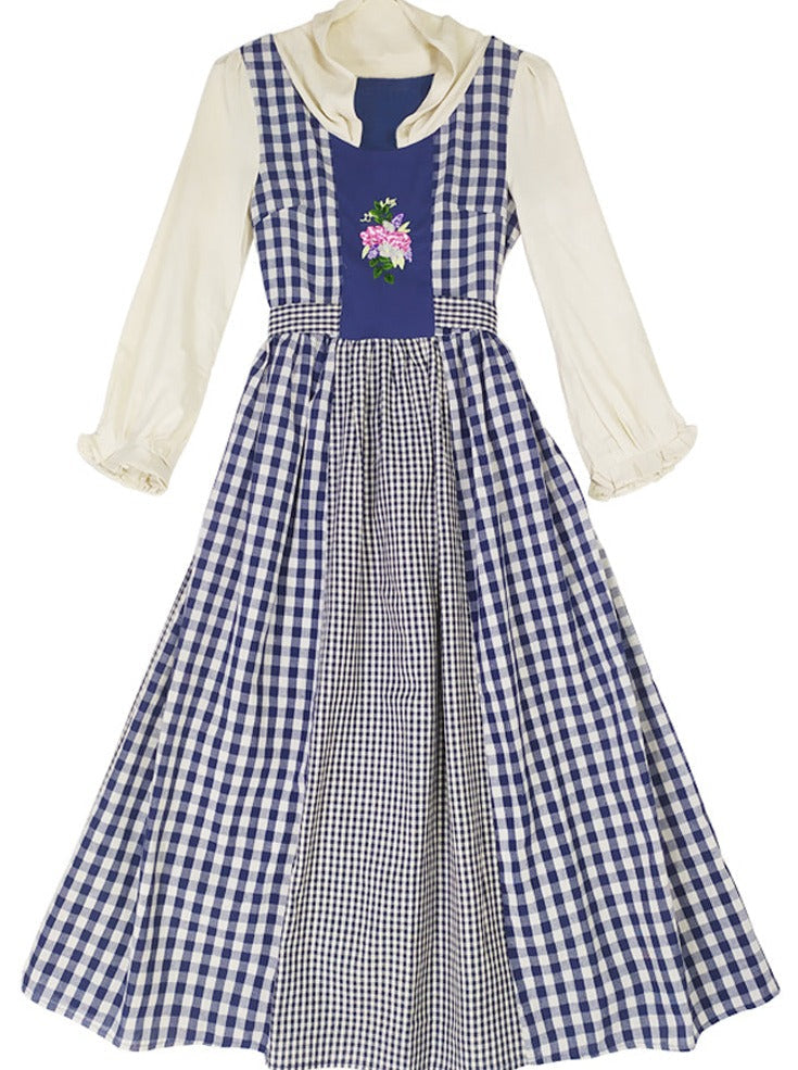 Gingham Plaid Flower Retro Country Dress