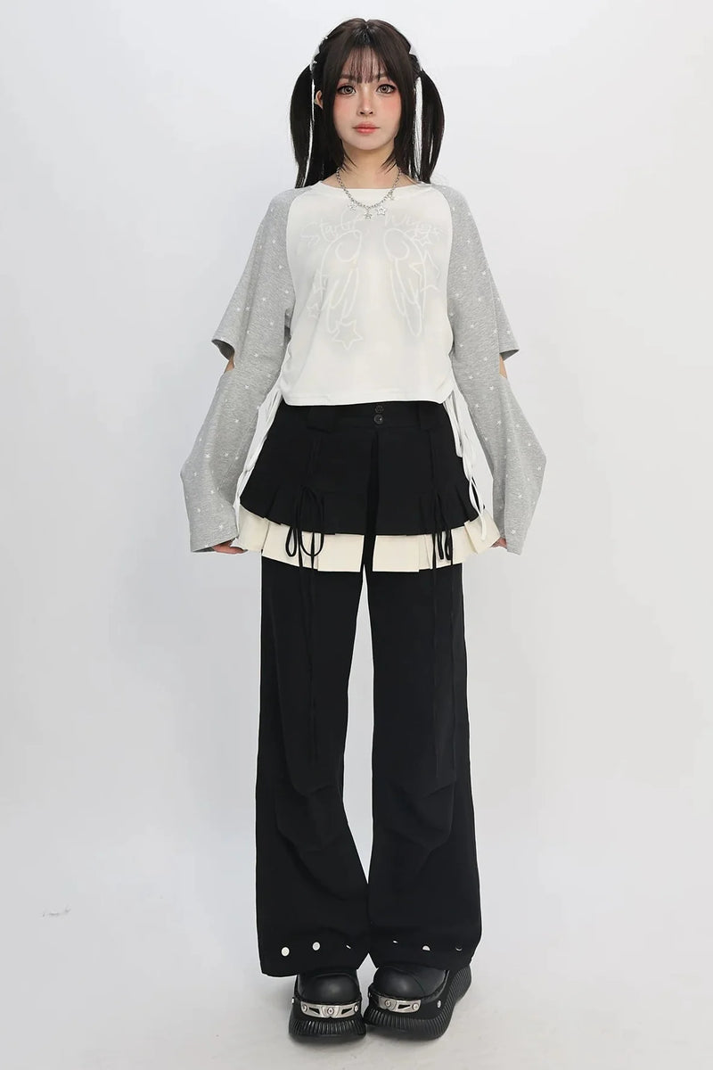 Mode Cut-out Star Drawstring Top