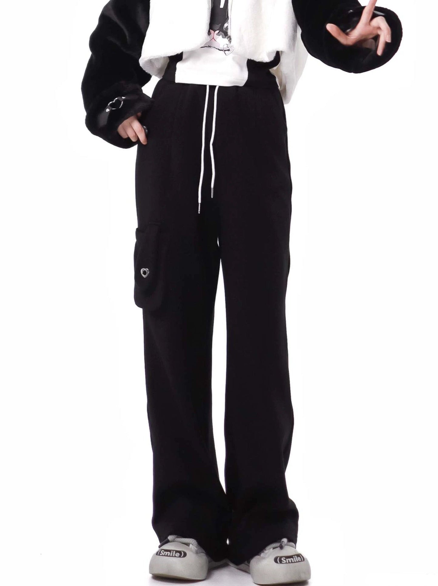 Rebel Sweet Heart Short Fur Jacket Design Top Pants Set