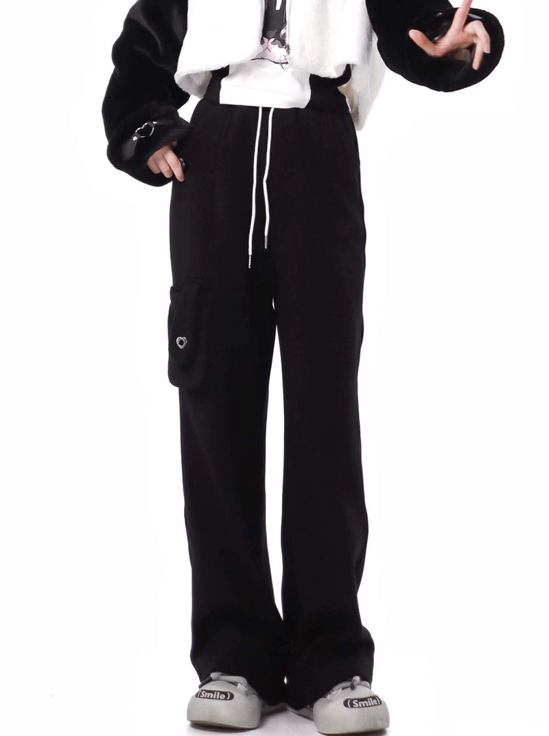 Rebel Sweet Heart Short Fur Jacket Design Top Pants Set