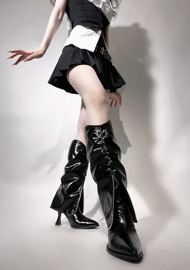Retro Pointed Toe Stiletto Boots