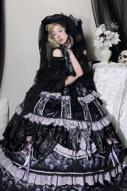 Dusk Manor Grape Lolita Dress + Hat + Accessories