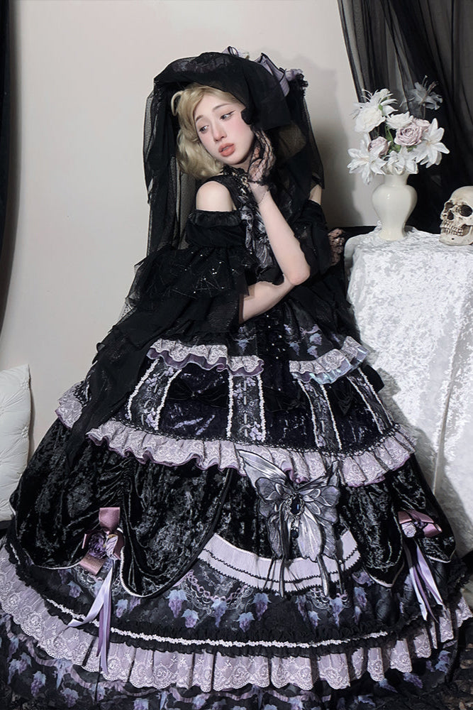 Dusk Manor Grape Lolita Dress + Hat + Accessories