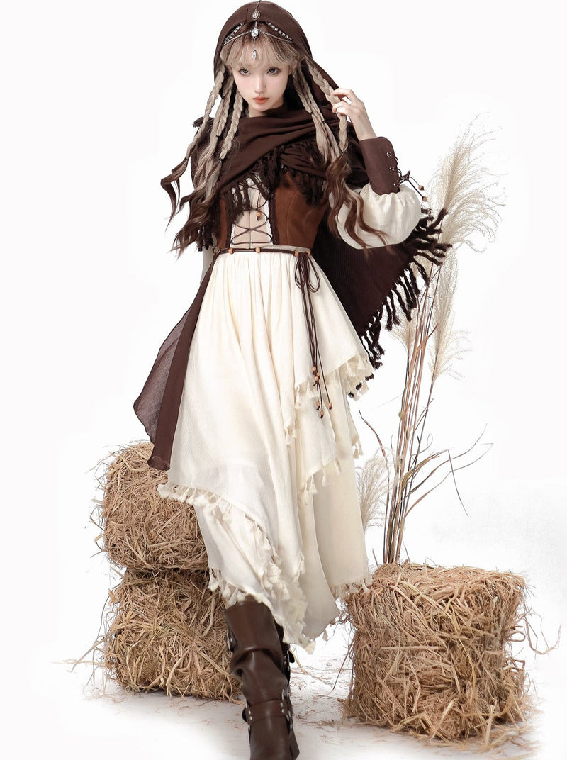Exotic Style Dress + Vest + Cape