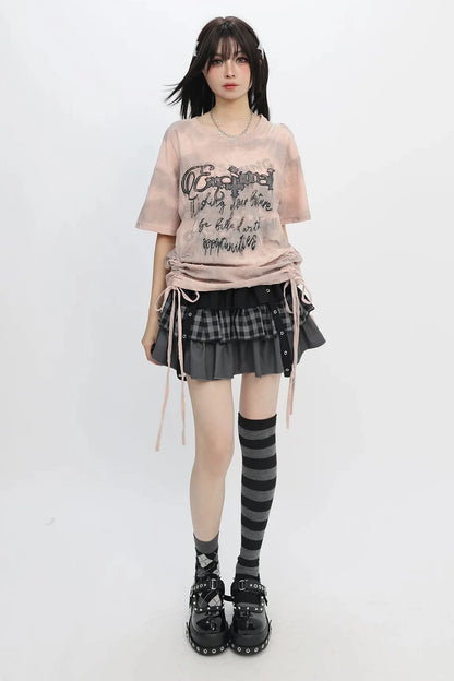 Y2k Tie-dye Off-shoulder Top