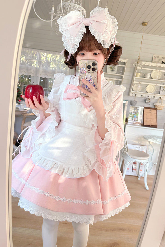 Cherry Maid Girly Top + Flare Skirt + Apron