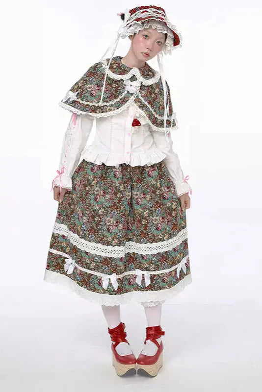 Retro Shawl + Ribbon Flare Skirt