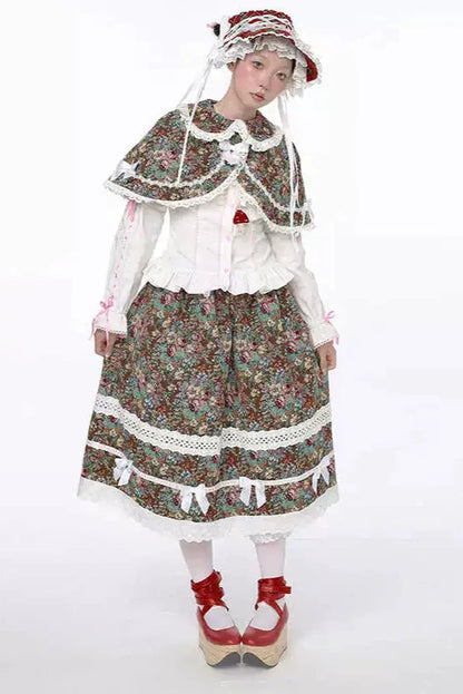Retro Shawl + Ribbon Flare Skirt