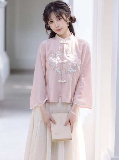 Spring Chinese-style Top + Long Skirt