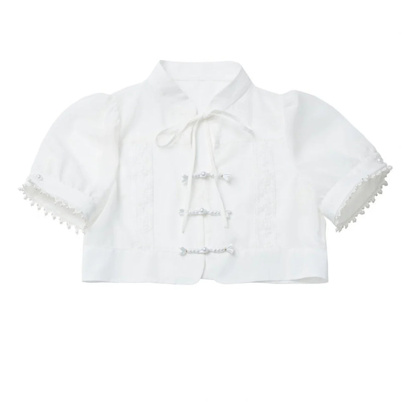 Light Smock Suspender Dress + Short Dress + China Design Sleeveless Top + Short Shirt + Pearl Accessories