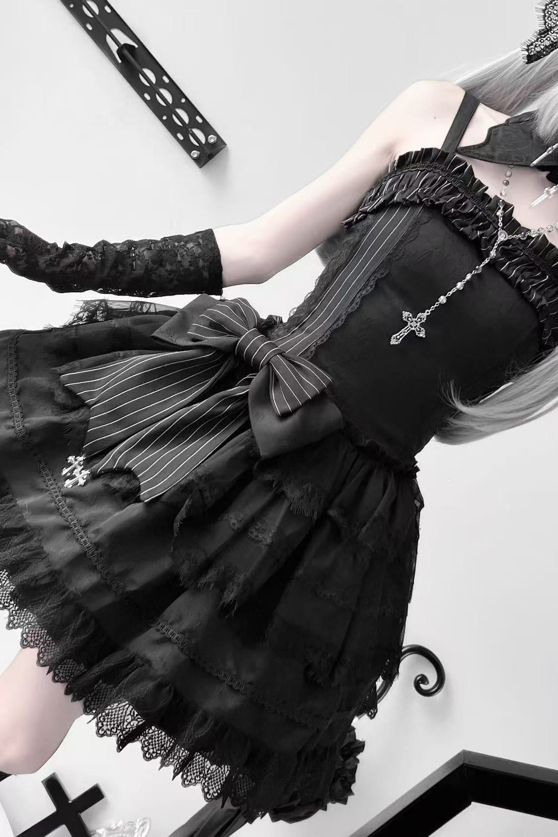 Dark Gothic Striped Slim Dress