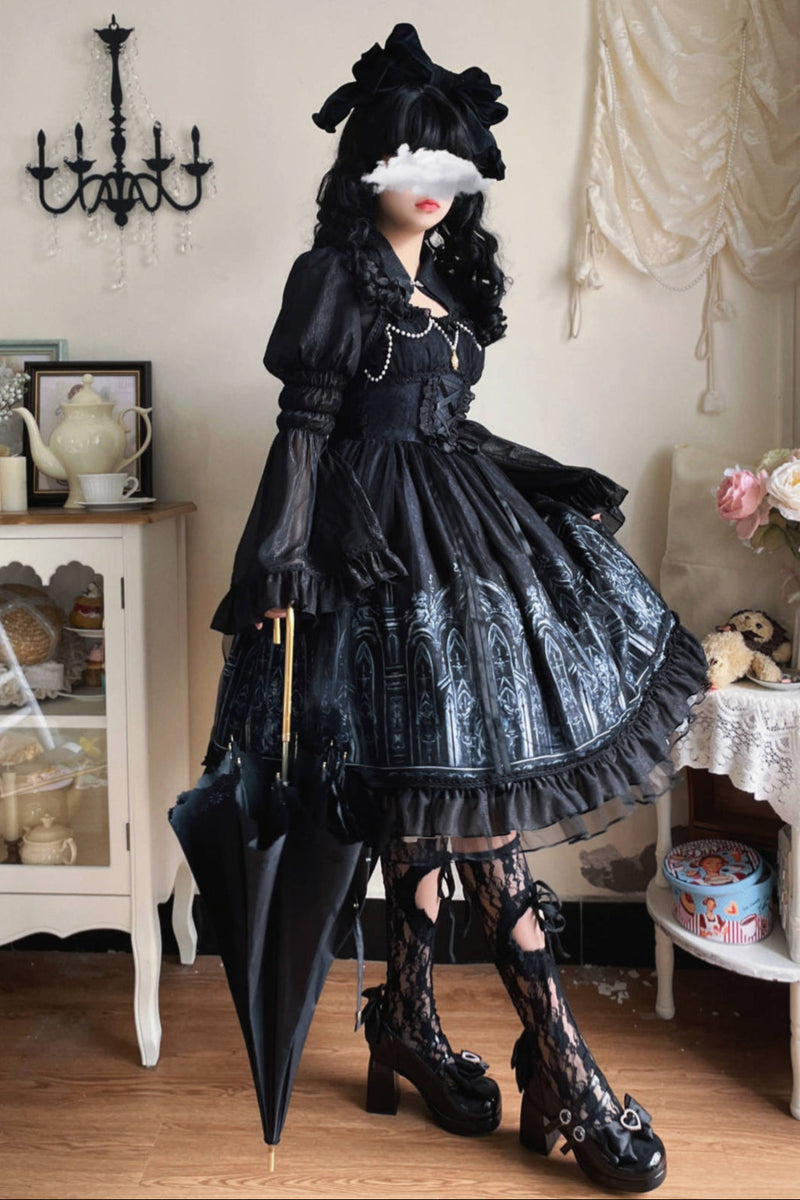 Star Night Dark Gothic Style Lolita Dress + Short Shawl