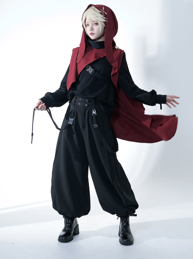 Dark Cool Jacket + Capri Pants + Hooded Scarf
