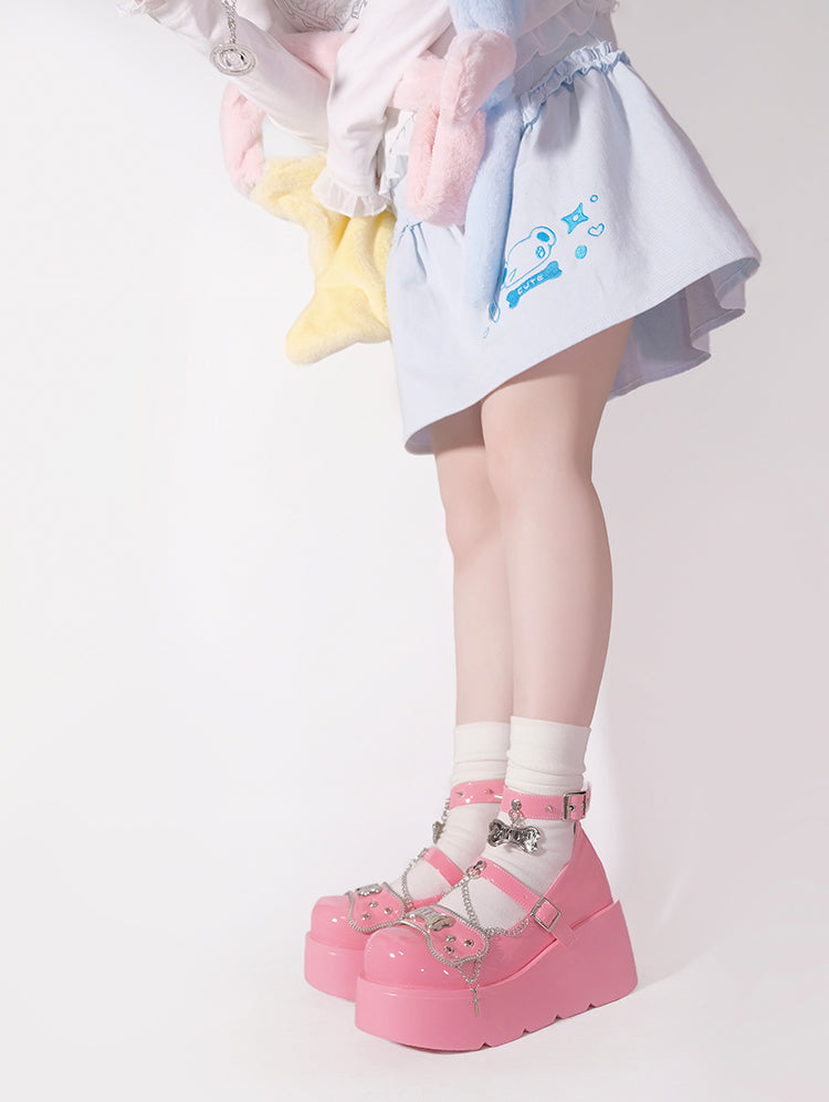 Punk Rivet Bone Millennium Platform Shoes