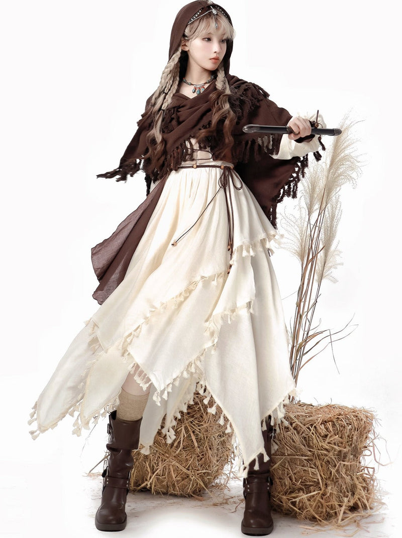 Exotic Style Dress + Vest + Cape