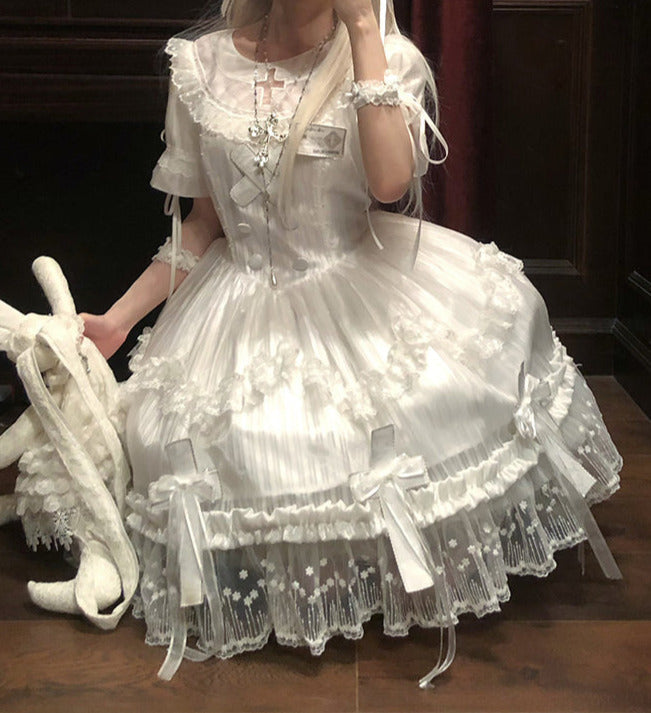 [pre-order] Pure White Gothic Tulle Dress + Nurse Hat