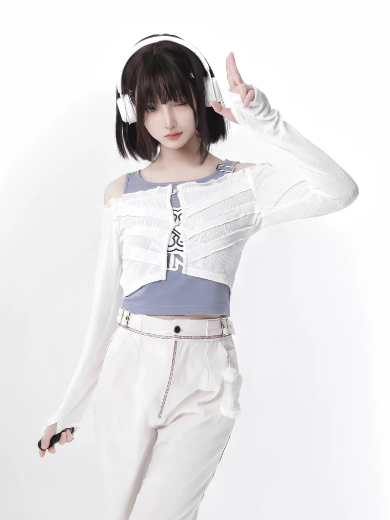Summer Invasion Sunscreen Skeleton Jacket Blue White Fresh Color Suit