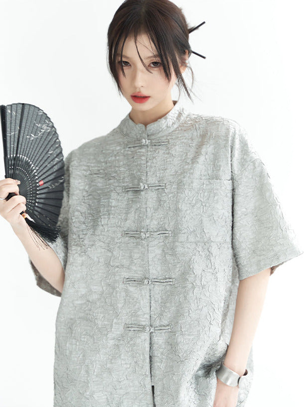 Sparkling Chinese-style Shirt Pants Suit