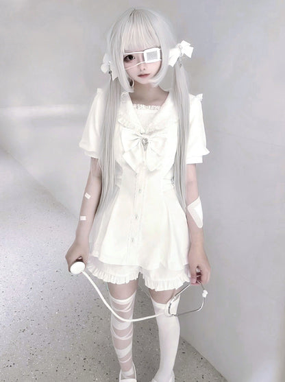 [pre-order] Sailor Collar Peplum Top + Shorts