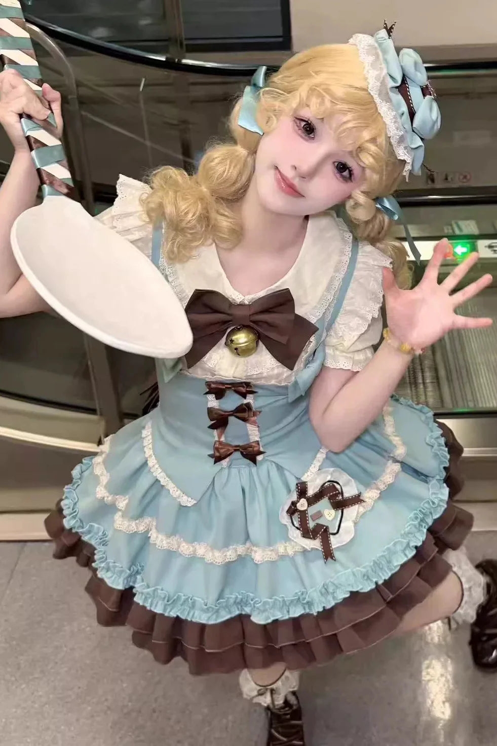 Sweet Cup Ribbon Lolita Skirt + Vest + Shirt + Ribbon + Train