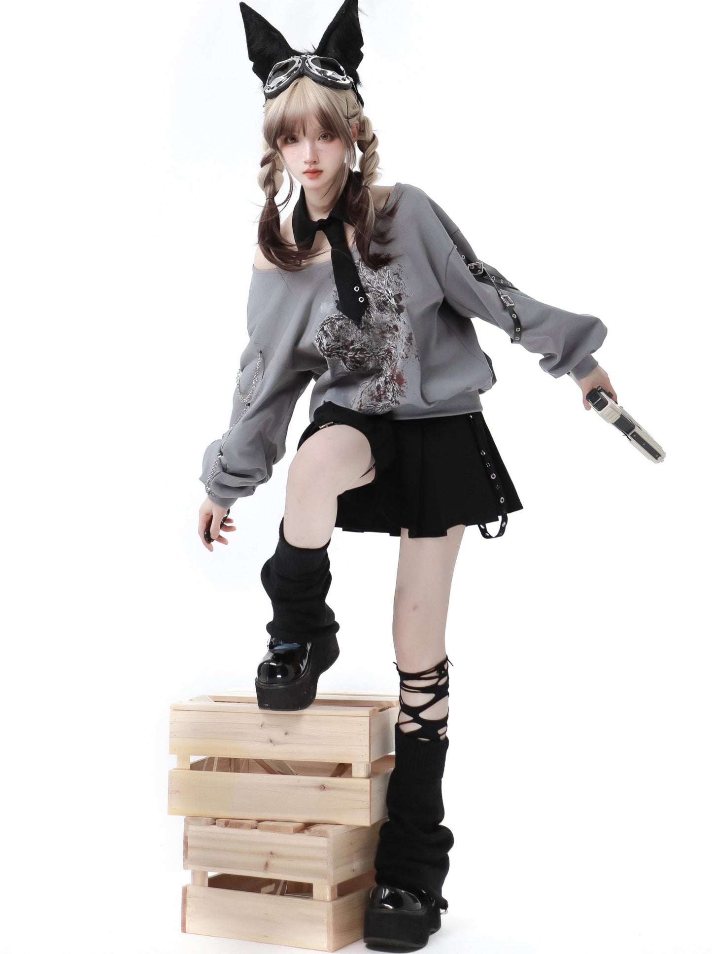 Sleepless Dragon Top + Pleated Skirt