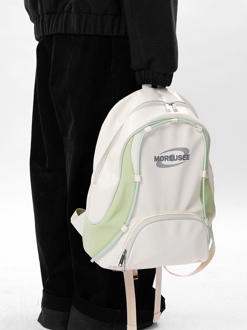 Piping Stitch Leather Pc Backpack