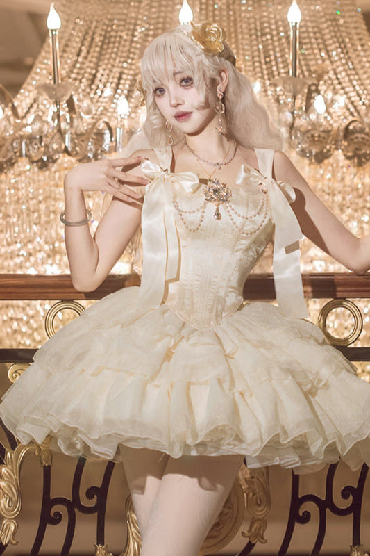 [pre-order] Champagne Gold Jacquard Waist French Ballet Tutu Set