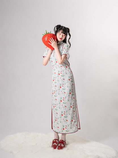 Strawberry Piping Cheongsam Dress