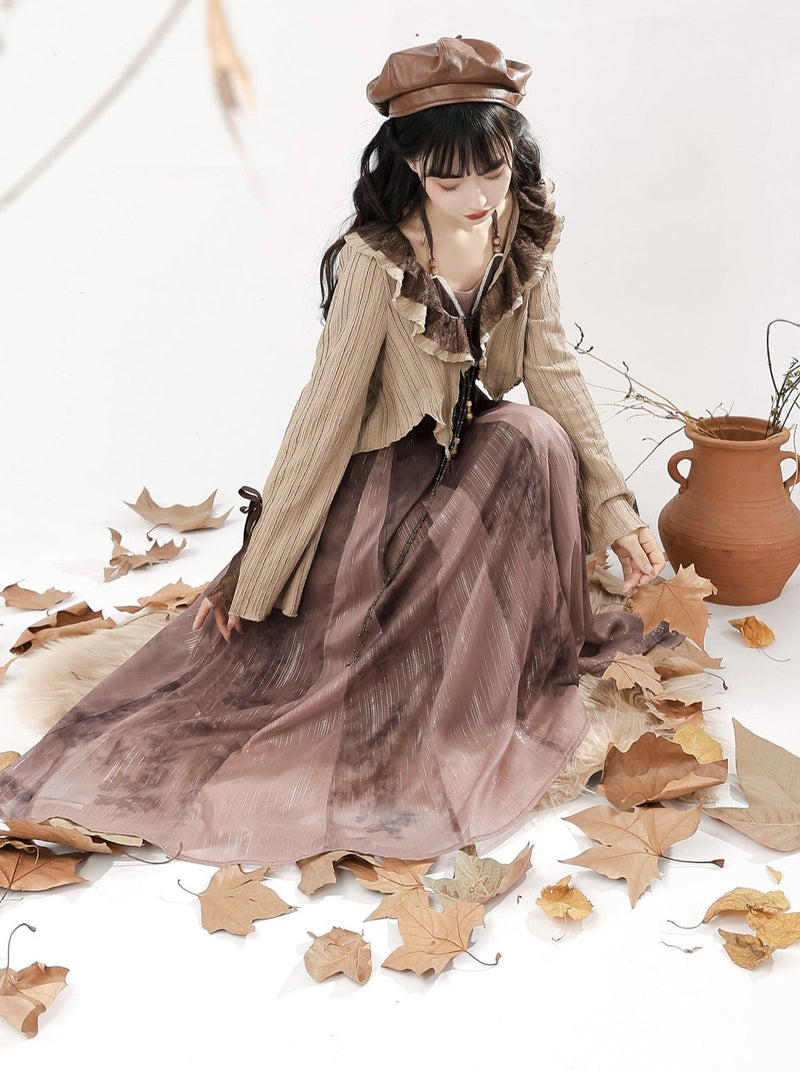 Style Camisole Dress + Ruffle Short Cardigan