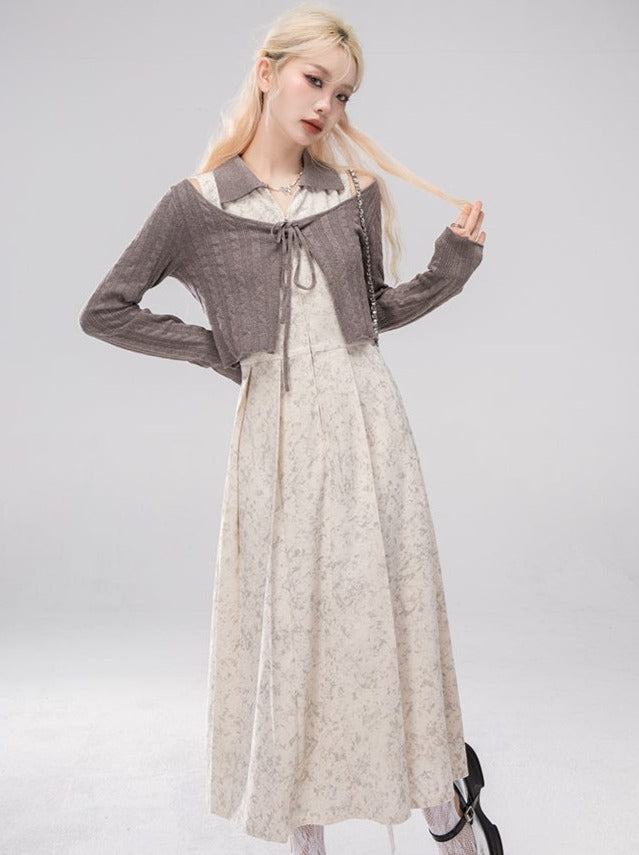 Petit Custom Cocoa Cheese Zipper Shirt Collar Dress + Wool Jacket