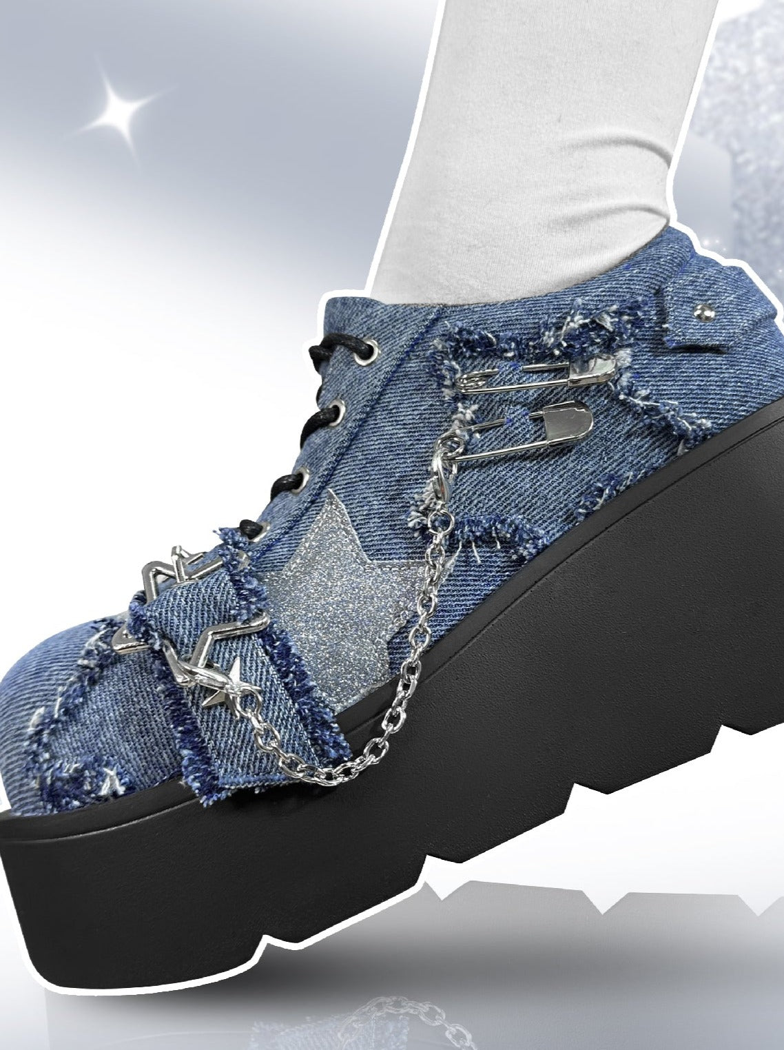 Denim Dark Platform Shoes