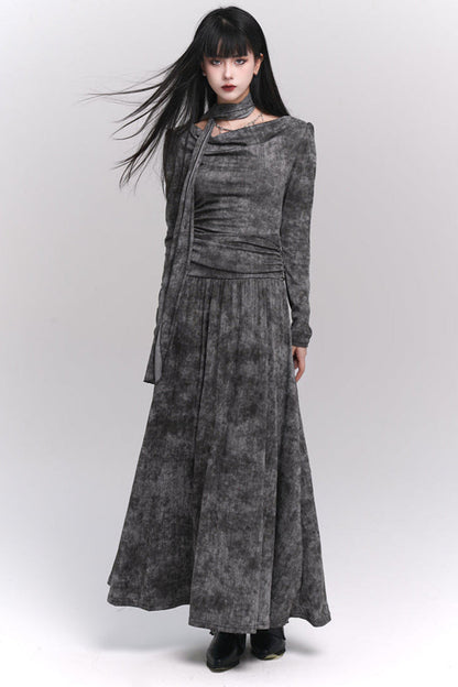 Mode Girl Dark Grey Long Dress