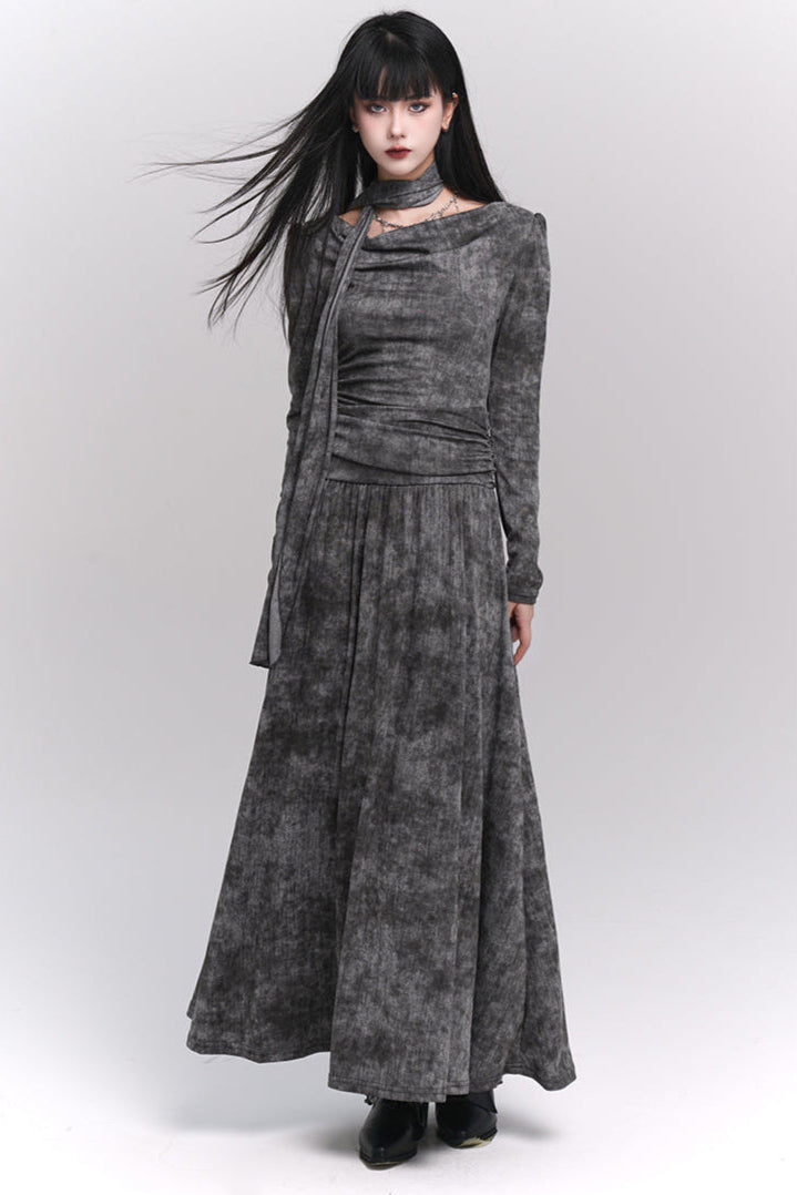 Mode Girl Dark Grey Long Dress