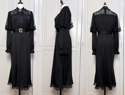 [pre-order] Clear Lace Ribbon Long Dress