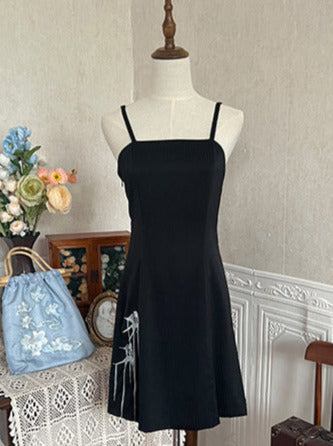Sheer Short Chinese-style Shirt + Suspender Dress [short / Long] + Bag