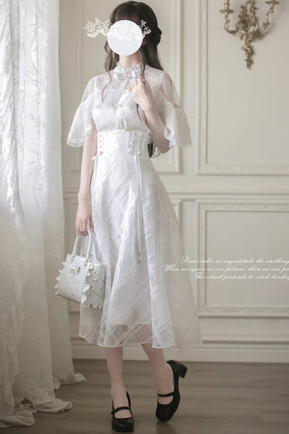 [pre-order] White Clear Top + Long Skirt + Ribbon
